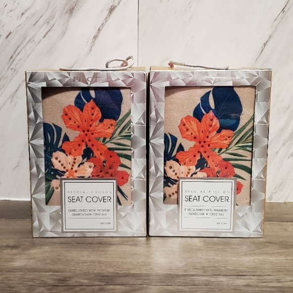 2 Front Seat Covers Floral Embellished Swarovski - Picture 2 of 6